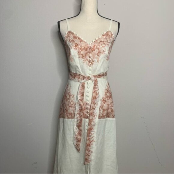 NWT Elie Tahari Twinset Floral Print Midi Linen Dress - Picture 8 of 14